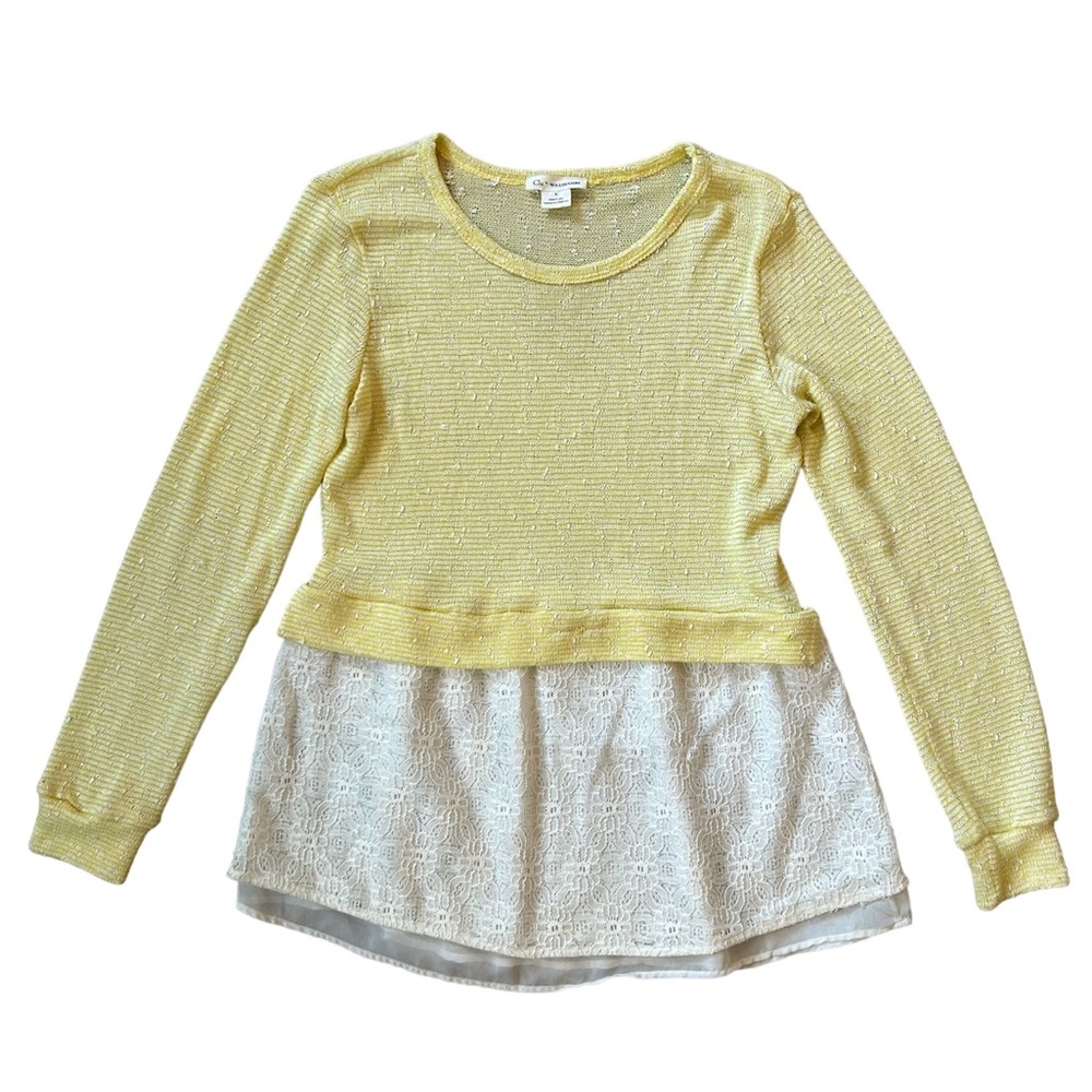 Anthropologie Babydoll/Peplum Sweater with Flowy Lace Detail